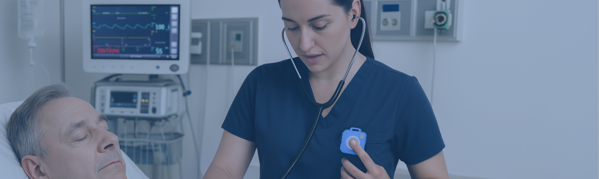 Female nurse helping male patient in hospital