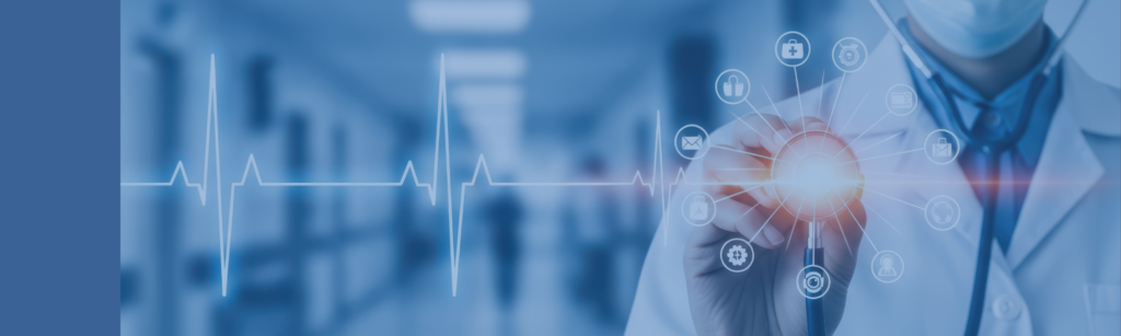 Doctor with stethescope and digital images